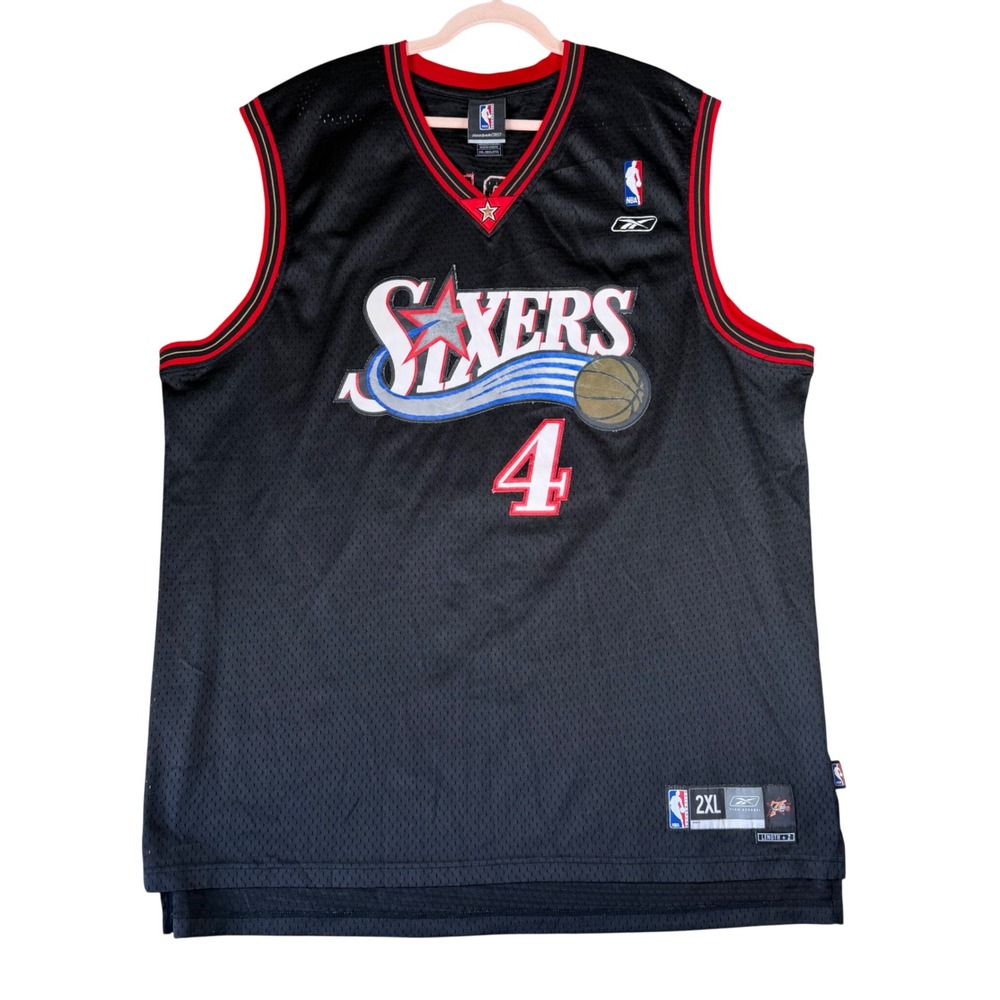 Reebok Philadelphia 76ers Chris Webber 4 NBA Jersey Black Mens 2XL 7045A 05